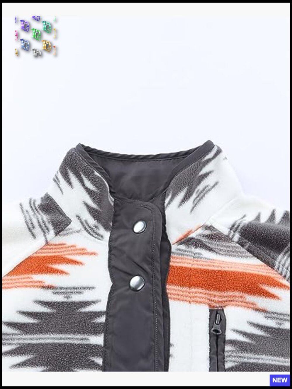 Western Aztec Print Fleece Jacket Snap Button Down Long Sleeve Shacket Pockets - Picture 4 of 7